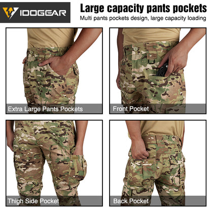 IDOGEAR BSR Flex Tactical Pants Men's Cargo Trousers For Airsoft, Military Combat Pants 3213