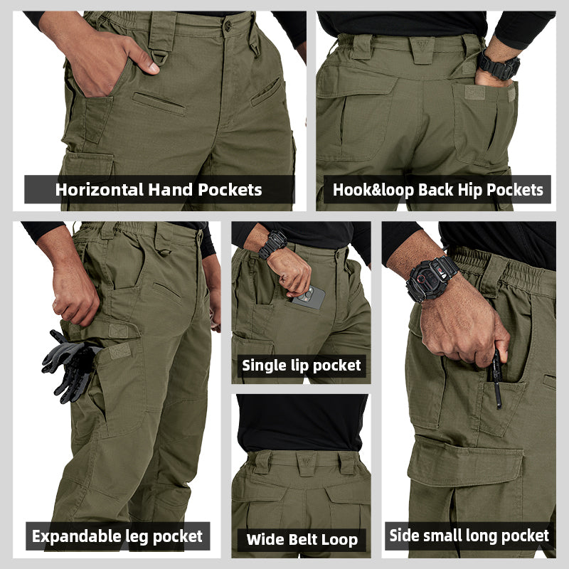 IDOGEAR Men's Cargo Pants Stretch Lightweight Work Pants Water Resistant Ripstop for Business Casual Style 3216