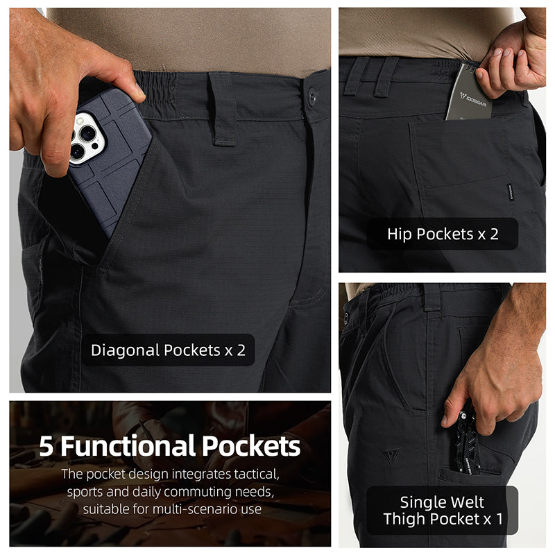 IDOGEAR Cargo IP3 Pants Water Resistant Stretch Ripstop Elastic Wais for Duty Daily 3219