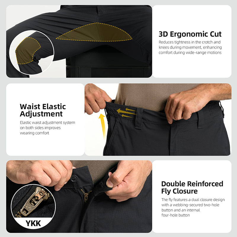 IDOGEAR Cargo IP3 Pants Water Resistant Stretch Ripstop Elastic Wais for Duty Daily 3219