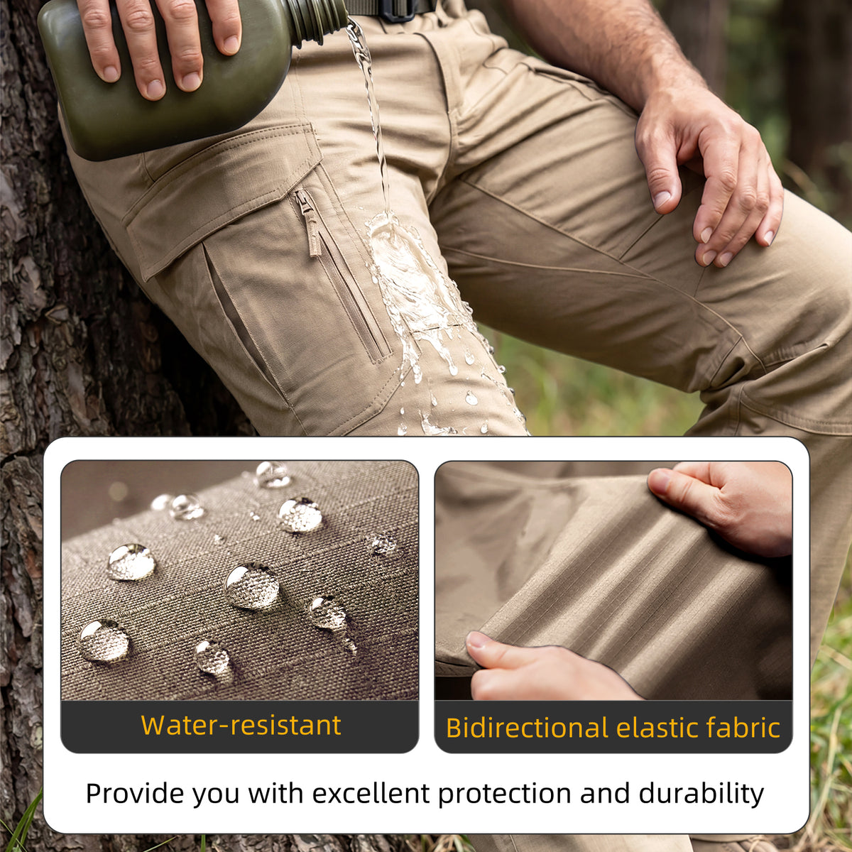 IDOGEAR Flex Pants IP5 Water Repellent Ripstop Water-Resistant Cargo Pants for Duty Sports 3221