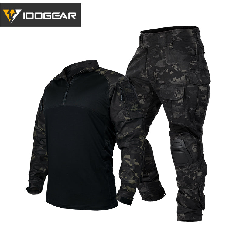 IDOGEAR Men's Tactical Combat Shirt and Pants Set Long Sleeve Multicam Hunting Military Uniform 1/4 Zip UT3011