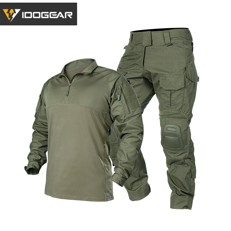 IDOGEAR Men's Tactical Combat Shirt and Pants Set Long Sleeve Multicam Hunting Military Uniform 1/4 Zip UT3011