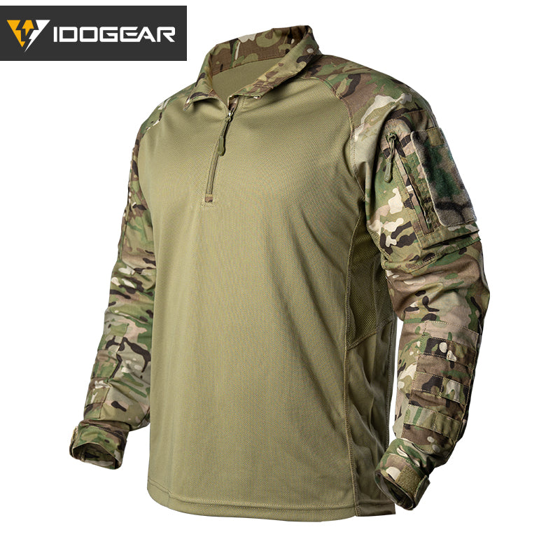 IDOGEAR UFS Tactical Shirt BDU Combat Clothes With Elbow Pads with Arm Big Pockets Slight Elasticity Shirt Breathable Top 3116