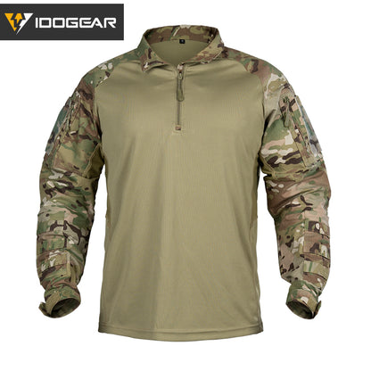 IDOGEAR UFS Tactical Shirt BDU Combat Clothes With Elbow Pads with Arm Big Pockets Slight Elasticity Shirt Breathable Top 3116