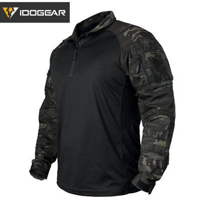 IDOGEAR UFS Tactical Shirt BDU Combat Clothes With Elbow Pads with Arm Big Pockets Slight Elasticity Shirt Breathable Top 3116