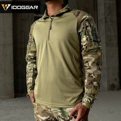 IDOGEAR UFS Tactical Shirt BDU Combat Clothes With Elbow Pads with Arm Big Pockets Slight Elasticity Shirt Breathable Top 3116