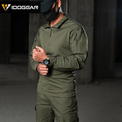 IDOGEAR UFS Tactical Shirt BDU Combat Clothes With Elbow Pads with Arm Big Pockets Slight Elasticity Shirt Breathable Top 3116