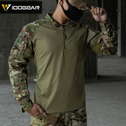IDOGEAR UFS Tactical Shirt BDU Combat Clothes With Elbow Pads with Arm Big Pockets Slight Elasticity Shirt Breathable Top 3116