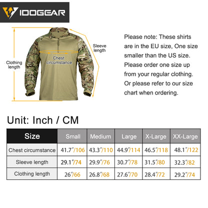 IDOGEAR UFS Tactical Shirt BDU Combat Clothes With Elbow Pads with Arm Big Pockets Slight Elasticity Shirt Breathable Top 3116