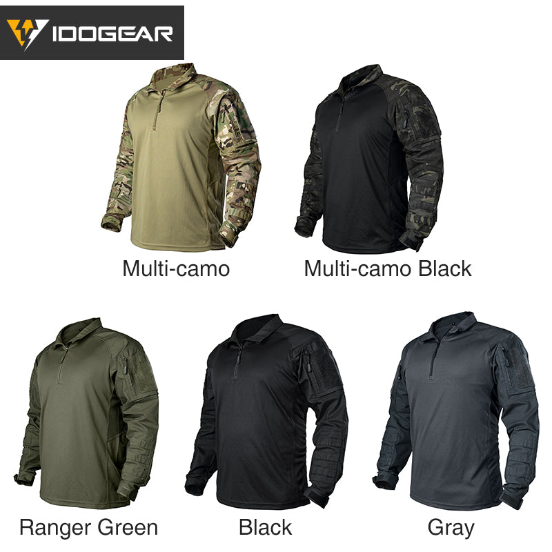 IDOGEAR UFS Tactical Shirt BDU Combat Clothes With Elbow Pads with Arm Big Pockets Slight Elasticity Shirt Breathable Top 3116