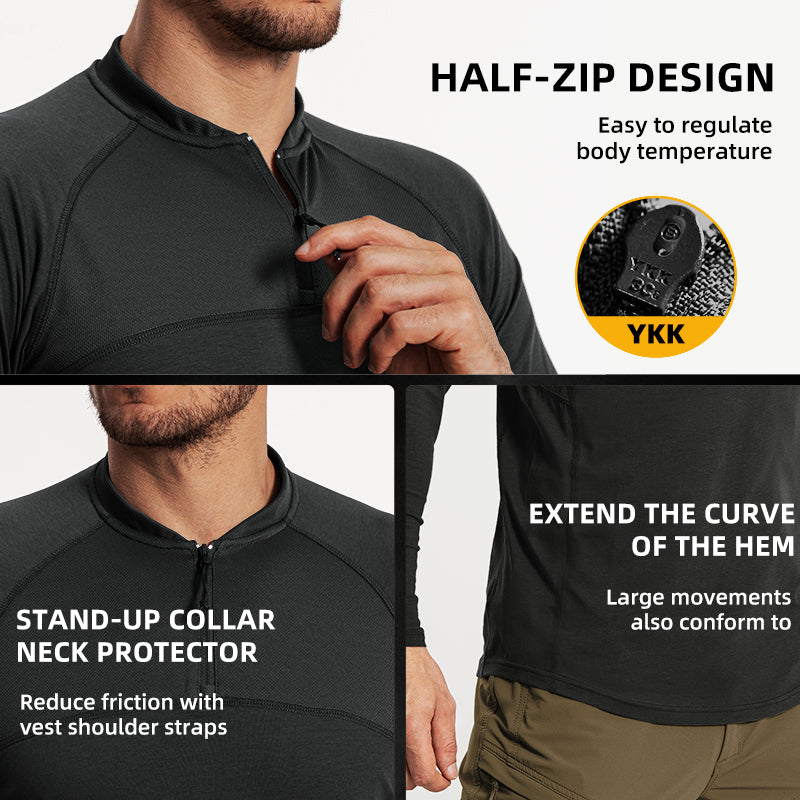 IDOGEAR Sports Shirt Long Sleeve Quick Dry Training Shirt for Outdoors Hiking Gym 3119
