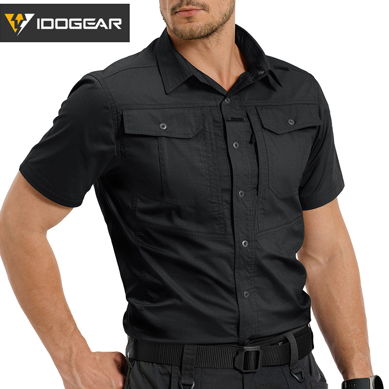 IDOGEAR Men's Ripstop Short Sleeve Work Shirt Breathable Outdoor Hiking Shirt 3121