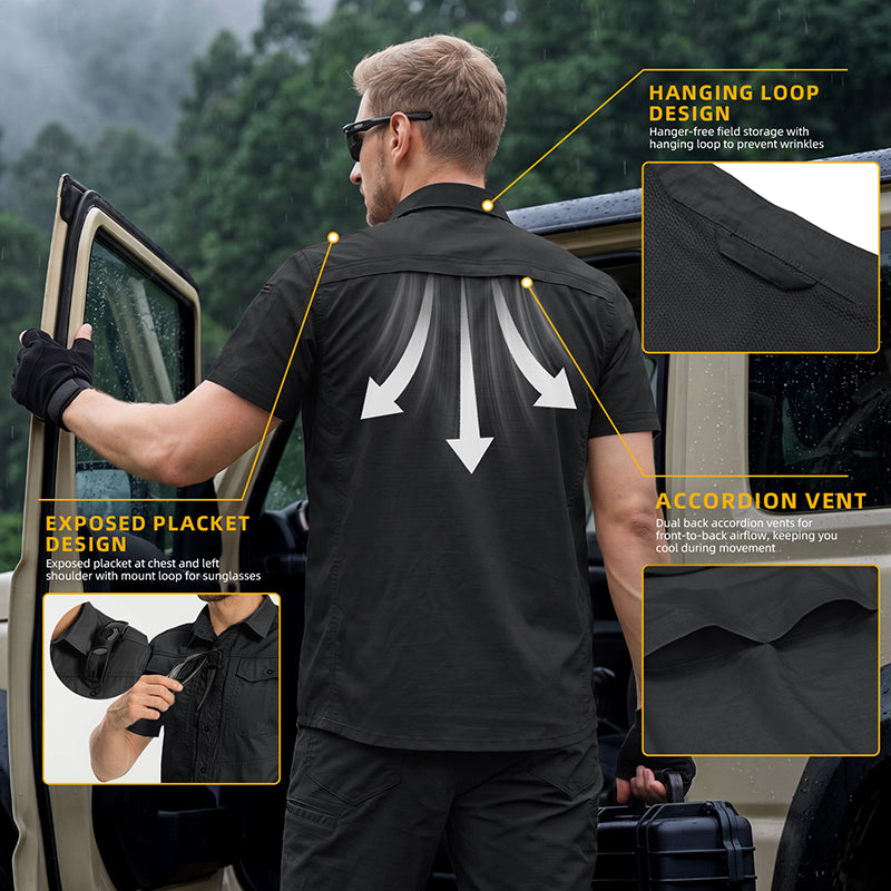 IDOGEAR Men's Ripstop Short Sleeve Work Shirt Breathable Outdoor Hiking Shirt 3121