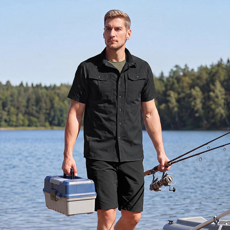 IDOGEAR Men's Ripstop Short Sleeve Work Shirt Breathable Outdoor Hiking Shirt 3121