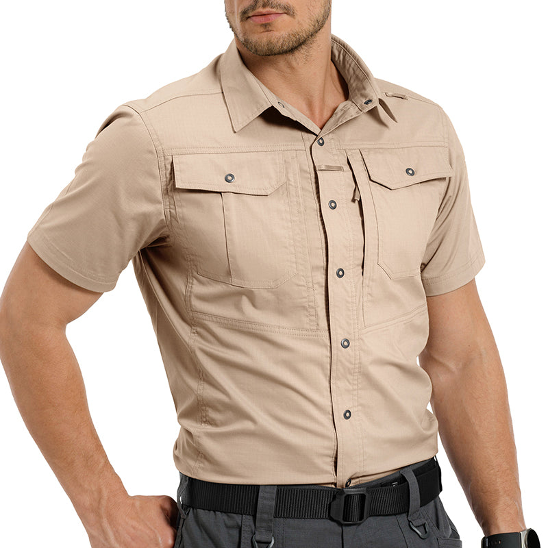 IDOGEAR Men's Ripstop Short Sleeve Work Shirt Breathable Outdoor Hiking Shirt 3121
