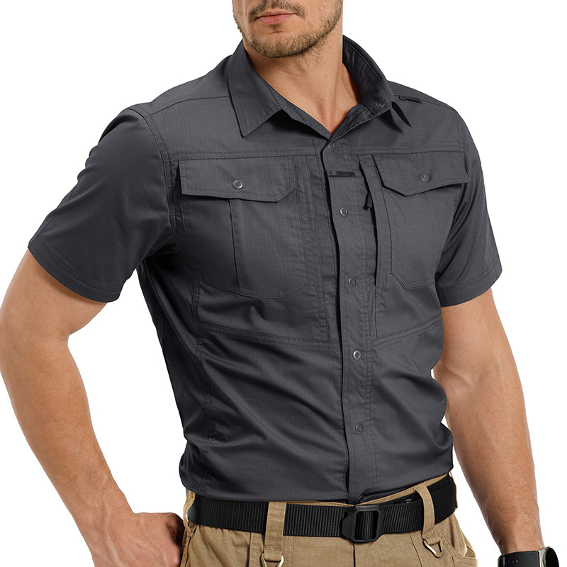 IDOGEAR Men's Ripstop Short Sleeve Work Shirt Breathable Outdoor Hiking Shirt 3121