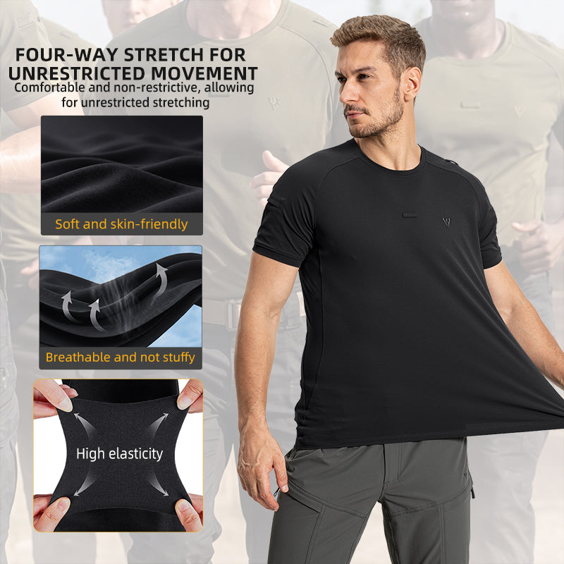 IDOGEAR Men's Stretch Short Sleeve Shirt 3D Tailored Outdoor Top for Daily Wear 3122