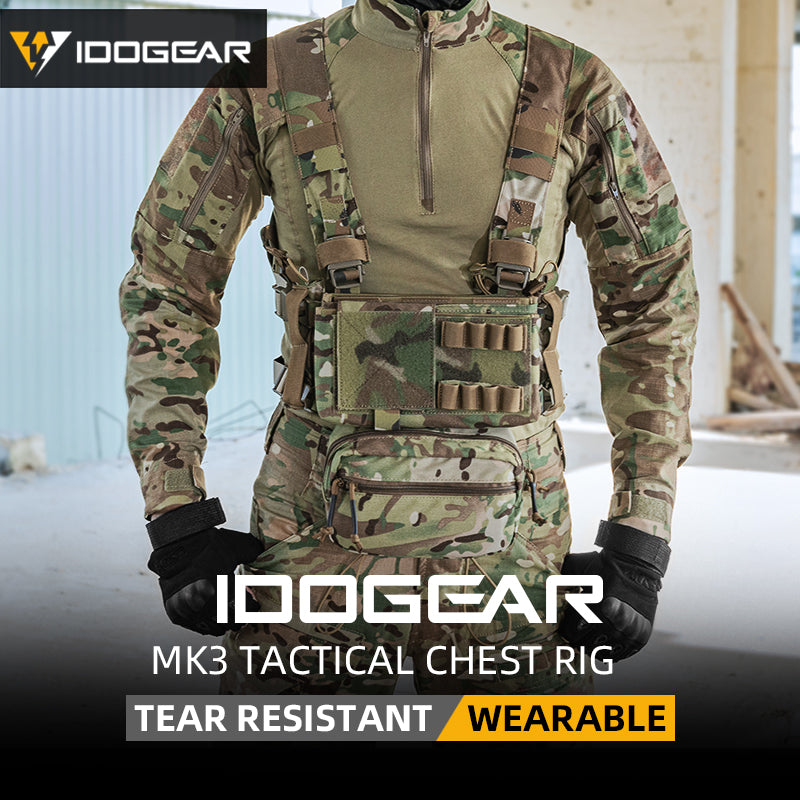 IDOGEAR MK3 Tactical Chest Rig Modular Lightweight Hunting Vest Full Set 5.56 Mag Pouch 3317