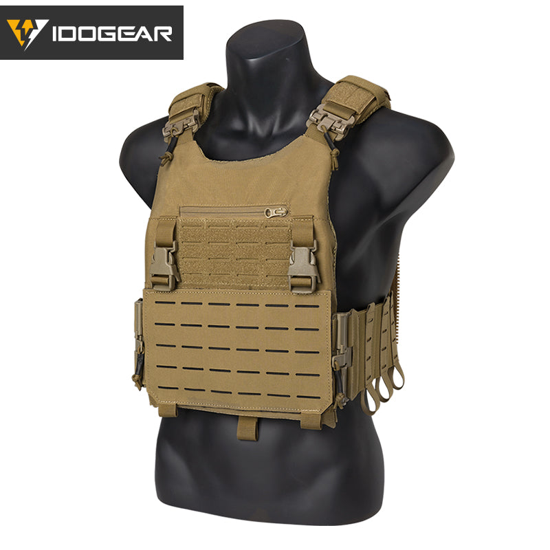 IDOGEAR LSR 500D Tactical Vest Training With Elastic Sides Combat Vest Quick Release Laser Cut Military Plate Carrier 3318