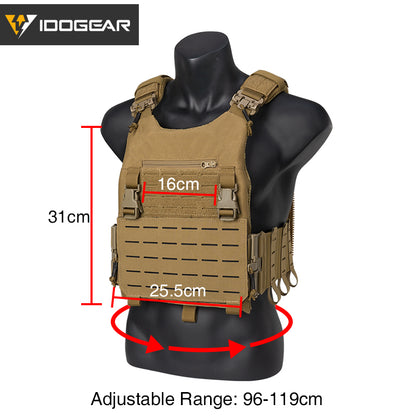IDOGEAR LSR 500D Tactical Vest Training With Elastic Sides Combat Vest Quick Release Laser Cut Military Plate Carrier 3318