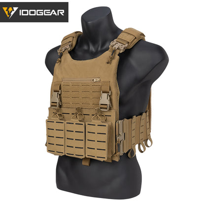 IDOGEAR LSR 500D Tactical Vest Training With Elastic Sides Combat Vest Quick Release Laser Cut Military Plate Carrier 3318