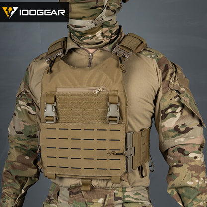 IDOGEAR LSR 500D Tactical Vest Training With Elastic Sides Combat Vest Quick Release Laser Cut Military Plate Carrier 3318