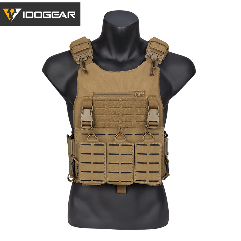 IDOGEAR LSR 500D Tactical Vest Training With Elastic Sides Combat Vest Quick Release Laser Cut Military Plate Carrier 3318