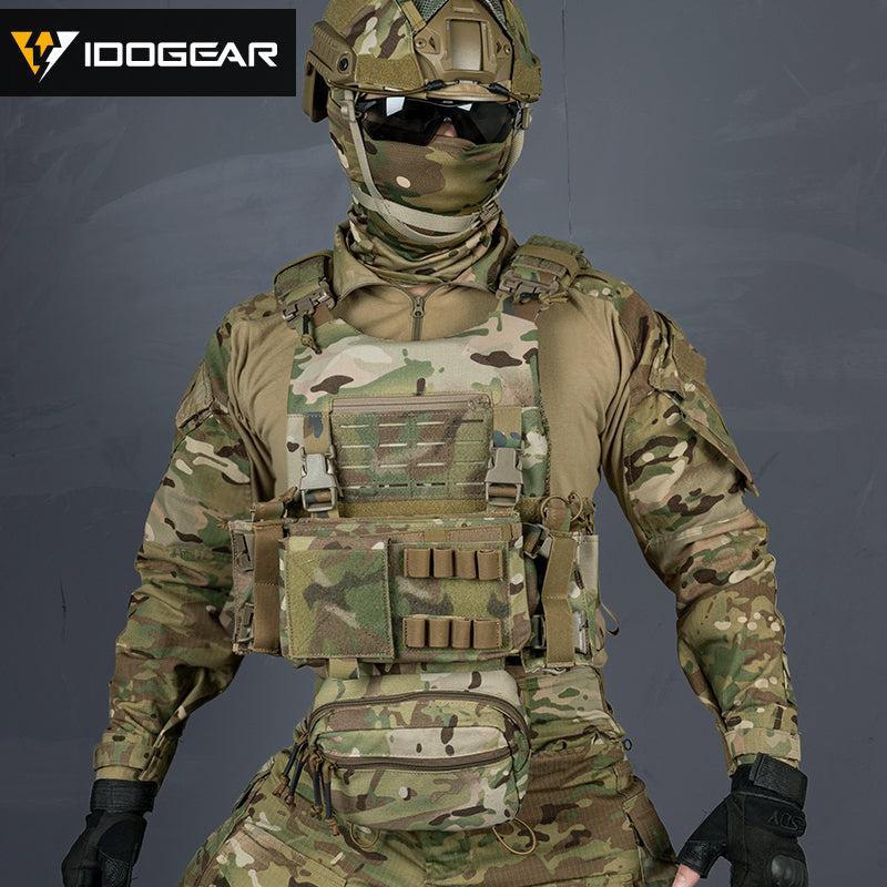 IDOGEAR LSR 500D Tactical Vest Training With Elastic Sides Combat Vest Quick Release Laser Cut Military Plate Carrier 3318