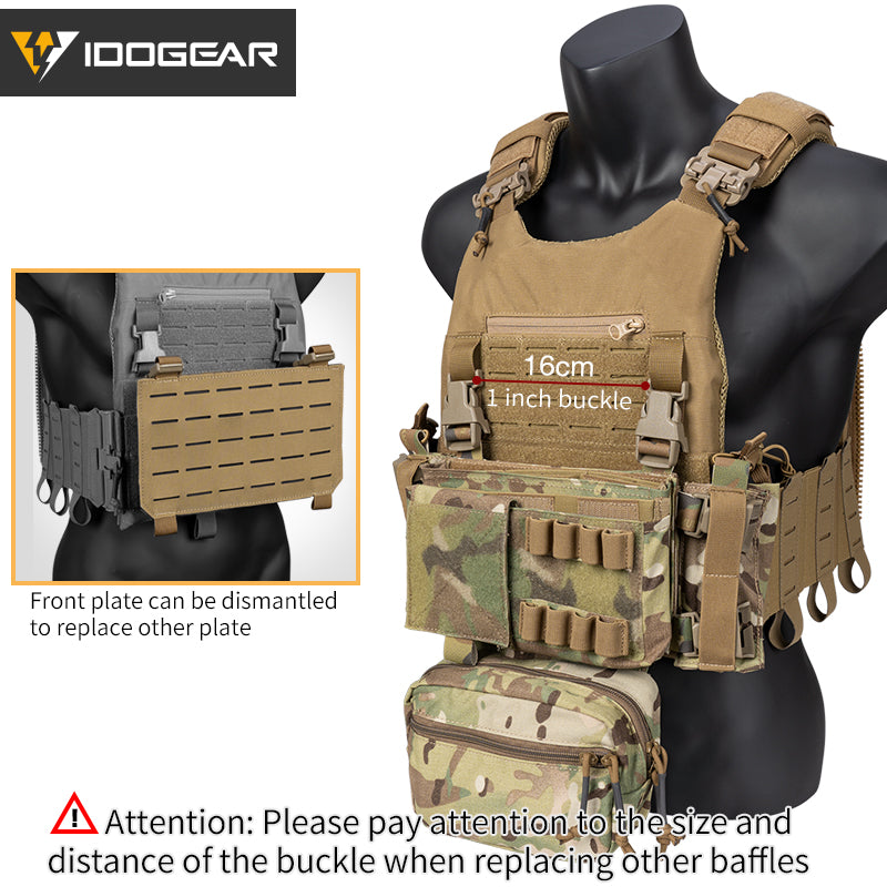 IDOGEAR LSR 500D Tactical Vest Training With Elastic Sides Combat Vest Quick Release Laser Cut Military Plate Carrier 3318