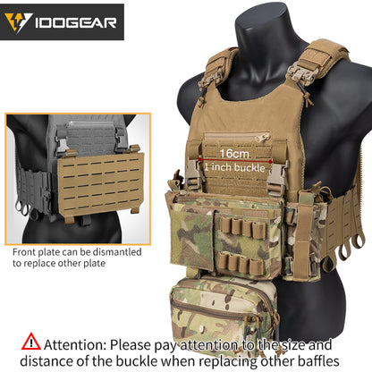 IDOGEAR LSR 500D Tactical Vest Training With Elastic Sides Combat Vest Quick Release Laser Cut Military Plate Carrier 3318