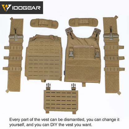IDOGEAR LSR 500D Tactical Vest Training With Elastic Sides Combat Vest Quick Release Laser Cut Military Plate Carrier 3318