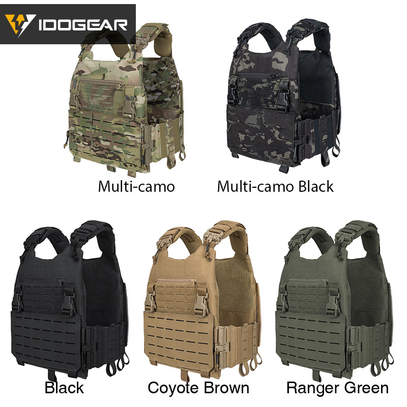 IDOGEAR LSR 500D Tactical Vest Training With Elastic Sides Combat Vest Quick Release Laser Cut Military Plate Carrier 3318