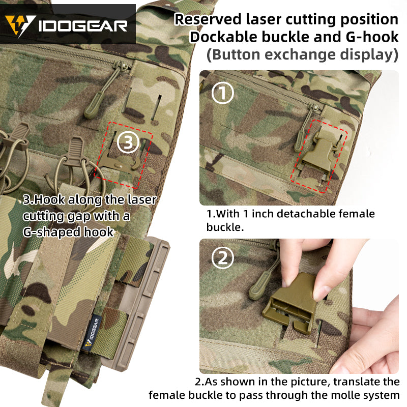 IDOGEAR 3.0 FCSK Quick Release Tactical Vest With Elastic Sides Plate Carrier for Airsoft, Military Combat Vest 3320