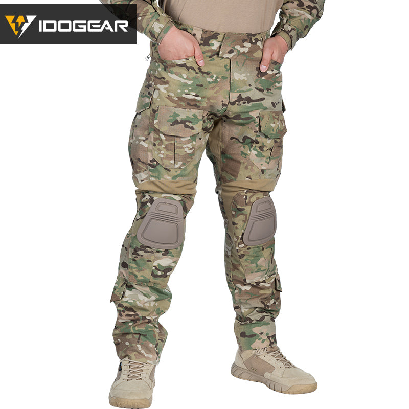 IDOGEAR G3 Combat Pants with Knee Pads Multicam Men Pants For Hunting, Paintball Camo Trousers 3205