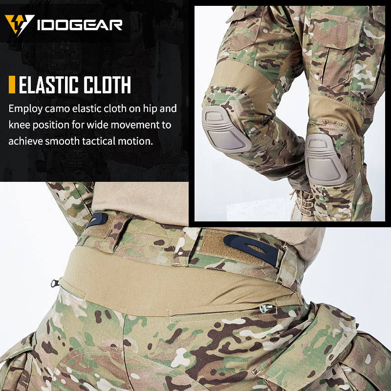 IDOGEAR Men's Tactical Combat Shirt and Pants Set Long Sleeve Multicam Hunting Military Uniform 1/4 Zip UT3011