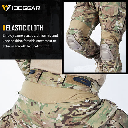 IDOGEAR Men's Tactical Combat Shirt and Pants Set Long Sleeve Multicam Hunting Military Uniform 1/4 Zip UT3011