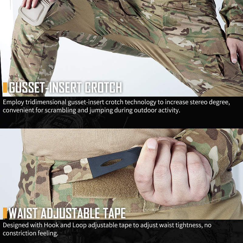 IDOGEAR Men's Tactical Combat Shirt and Pants Set Long Sleeve Multicam Hunting Military Uniform 1/4 Zip UT3011