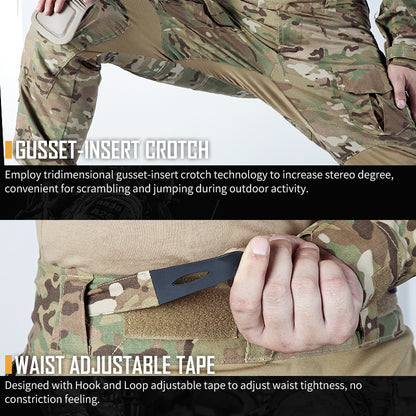 IDOGEAR Men's Tactical Combat Shirt and Pants Set Long Sleeve Multicam Hunting Military Uniform 1/4 Zip UT3011