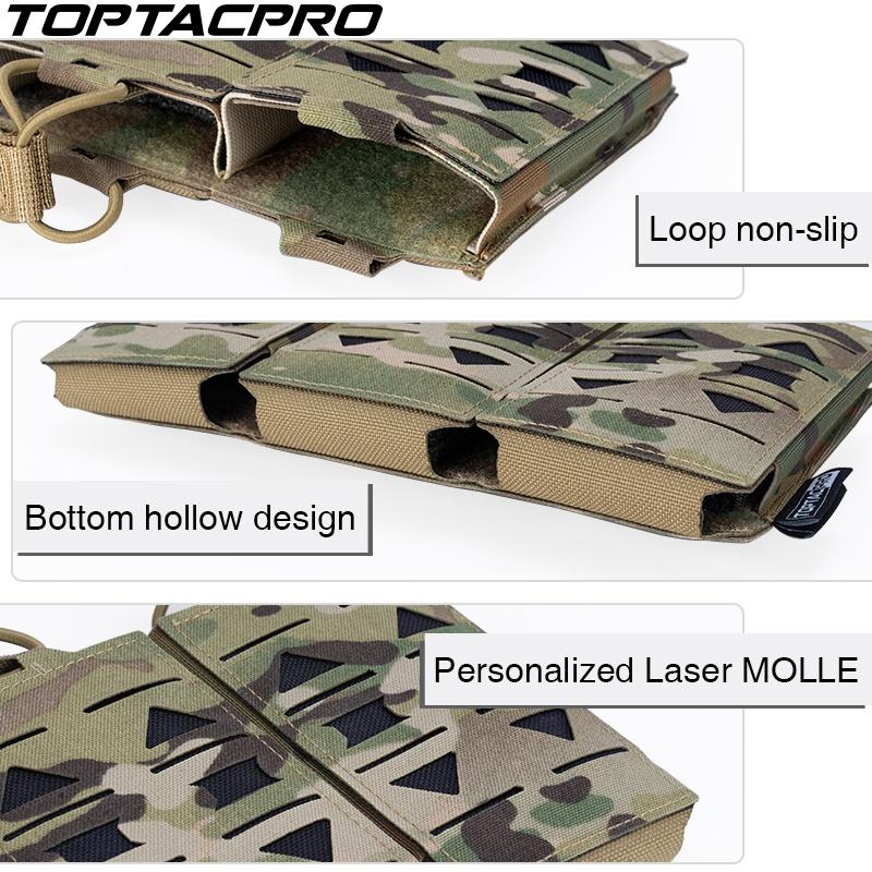 TOPTACPRO Tactical Mag Pouch Modular Triple Open Top Magazine Pouch for 5.56 Military MOLLE Mag Carrier 8515