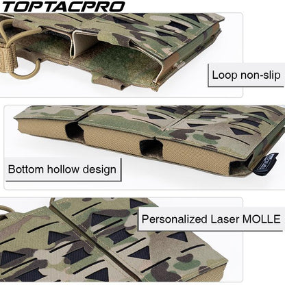 TOPTACPRO Tactical Mag Pouch Modular Triple Open Top Magazine Pouch for 5.56 Military MOLLE Mag Carrier 8515