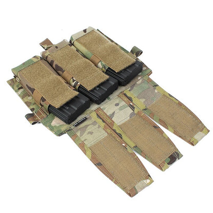 IDOGEAR PEW Tactical AVS Triple Magazine Pouch Detachable Flap M4 Magazine Pouch Hook & Loop 556 762 Mag Carrier Tactical Vest Front Panel with Mag Pouch P037 Wargame Survival Kit
