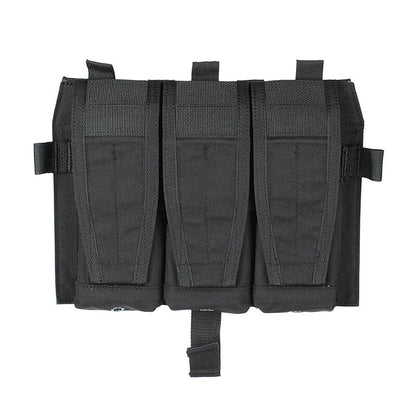 IDOGEAR PEW Tactical AVS Triple Magazine Pouch Detachable Flap M4 Magazine Pouch Hook & Loop 556 762 Mag Carrier Tactical Vest Front Panel with Mag Pouch P037 Wargame Survival Kit