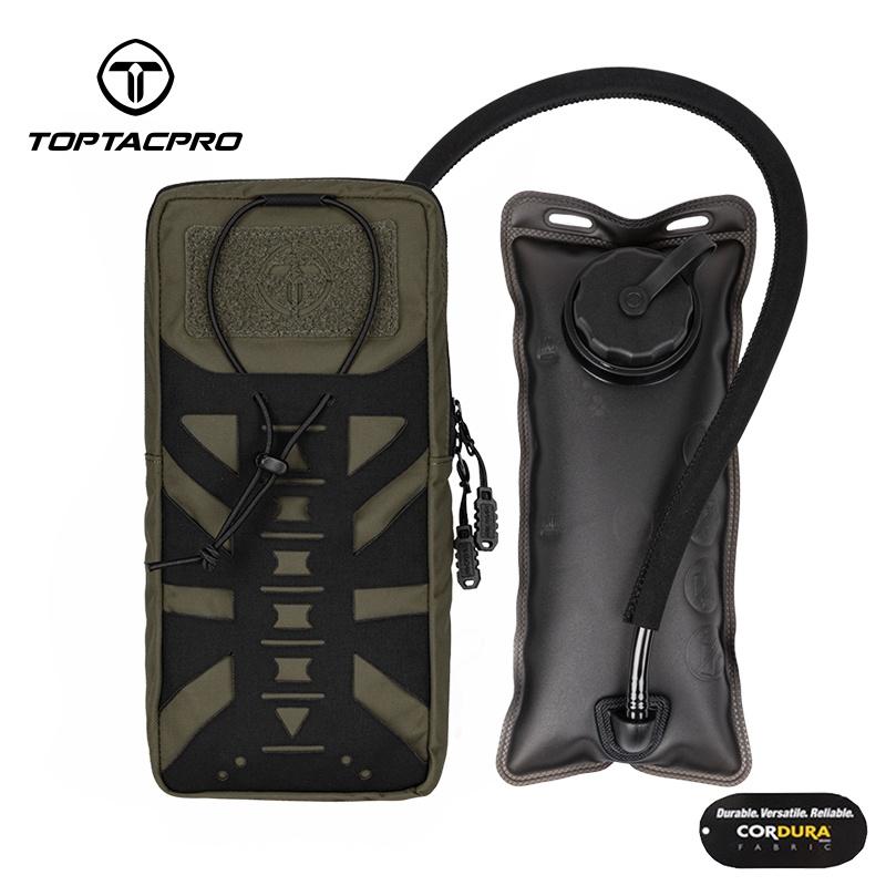 TOPTACPRO Tactical Hydration Pouch With Inner Bladder Water Bag Laser Cut MOLLE Hydration Pouch 8504