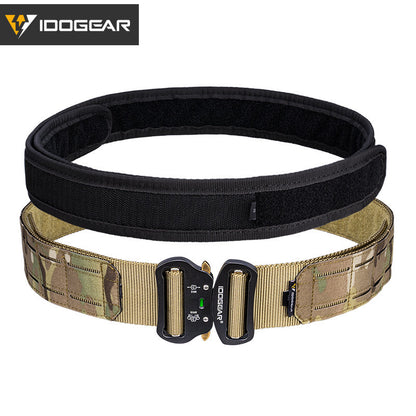 IDOGEAR Tactical 2" Belt with Adjustable Inner Belt MOLLE Metal Buckle Men Outdoor Hiking Training Camping Accessories 3415