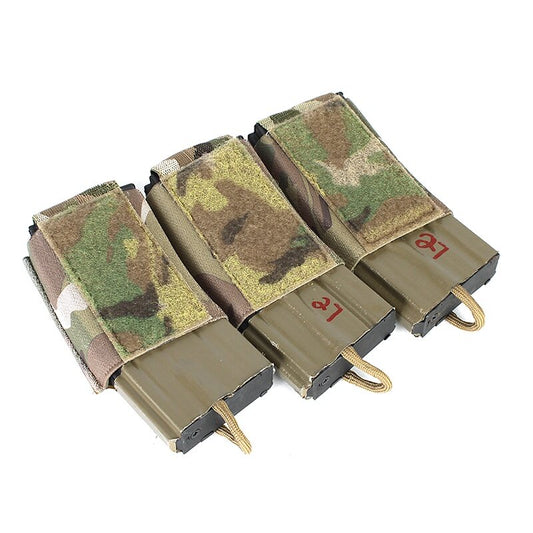 IDOGEAR PEW Tactical 556 Triple Magazine Pouch Elastic MAG Pouch Hook & Loop DOPE Ferro Style Insert Magazine Pouch Top Open Fastmag OT52 Wargame Survival Kit