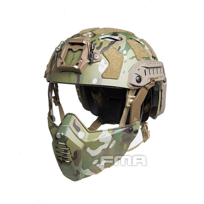 FMA Tactical Helmet with Half Face Mask SF Style Helmet with NVG Shroud Military Helmet & Mask Set Outdoor Gear 1365A