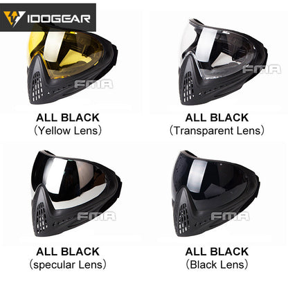 IDOGEAR Tactical Helmet with FMA F1 Full Face Mask Single Layer Military Wargame Safety Protective Helmet Anti-fog Goggle Emerson Tactical Helmet with Full Face Mask Set 5658-0022