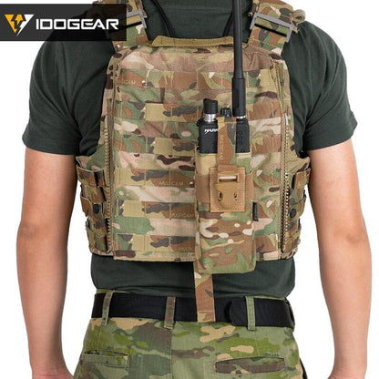 IDOGEAR Tactical Radio Pouch For RRV Vest Walkie Talkie MOLLE MBITR TRI PRC-148 152 3552 Multicam