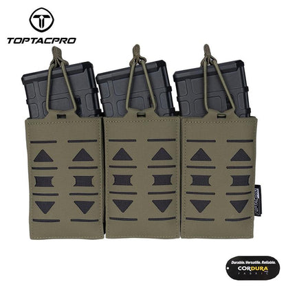 TOPTACPRO Tactical Mag Pouch Modular Triple Open Top Magazine Pouch for 5.56 Military MOLLE Mag Carrier 8515
